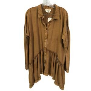 Tru Luxe Blouse Size Large Women Blouse Long Sleeve Long Sleeve Raw Hem NWT L